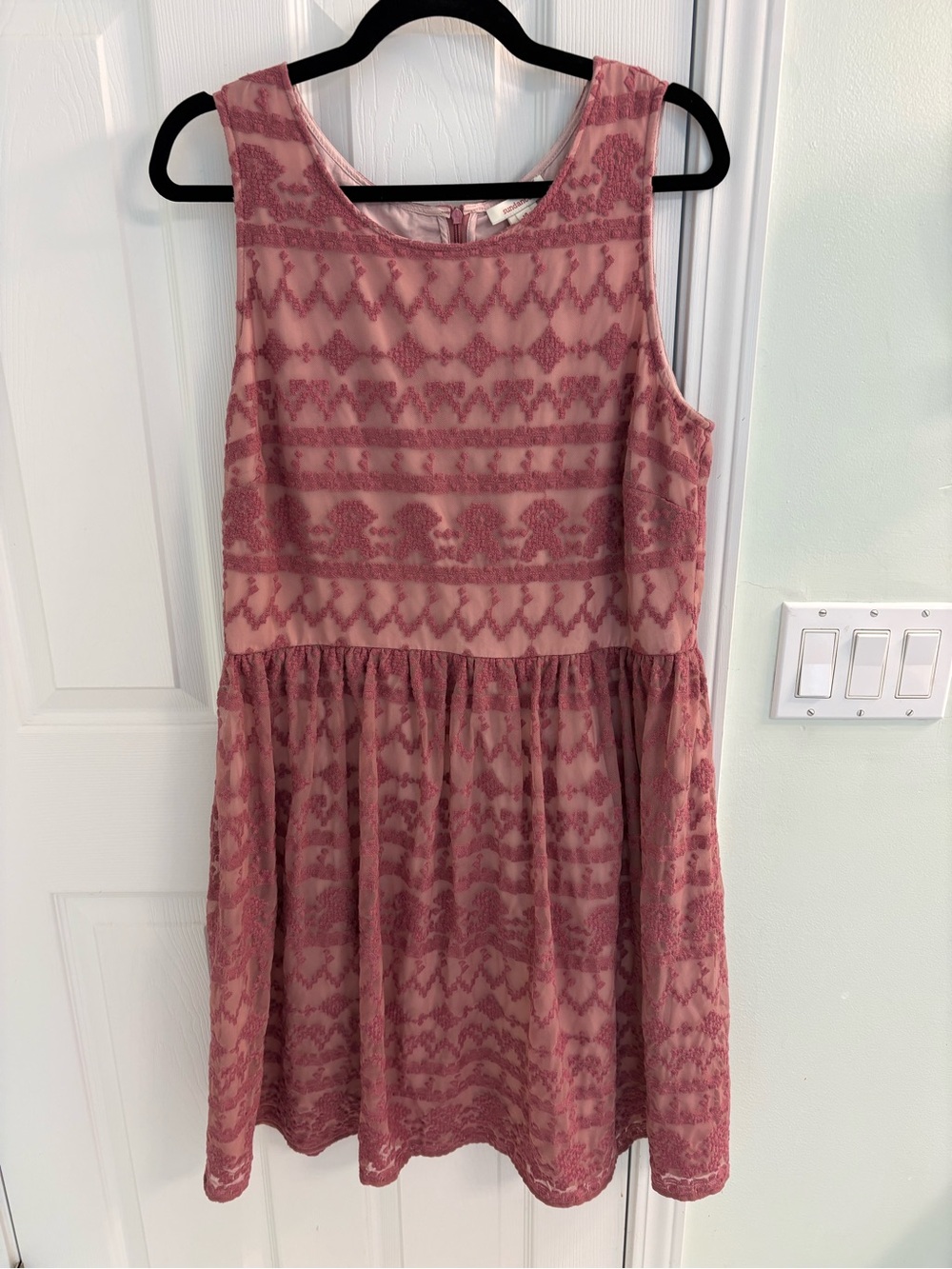 Sundance Rose Lace Overlay Sleeveless Party Dress